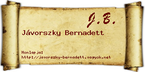 Jávorszky Bernadett névjegykártya